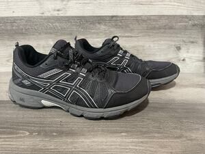 ASICS Gel-Venture 7 Womens 9.5 Wide Black Silver Trail Shoes 1012A477